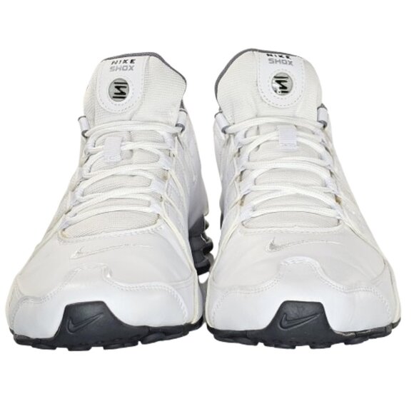 Nike Mens Shox NZ Leather 378341-102 Sz 8.5 White Cool Grey Running Shoes - Picture 2 of 10